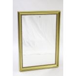 A large gilt frame rectangular wall mirror with beaded edge & inset bevelled plate, 39½” x 27¾”.