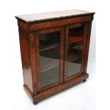 A 19th century inlaid-mahogany dwarf china display cabinet fitted two shelves enclosed by pair of