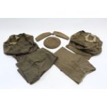 Two Somerset Light Infantry Soldier’s jackets; two ditto pairs of trousers; and three ditto caps.
