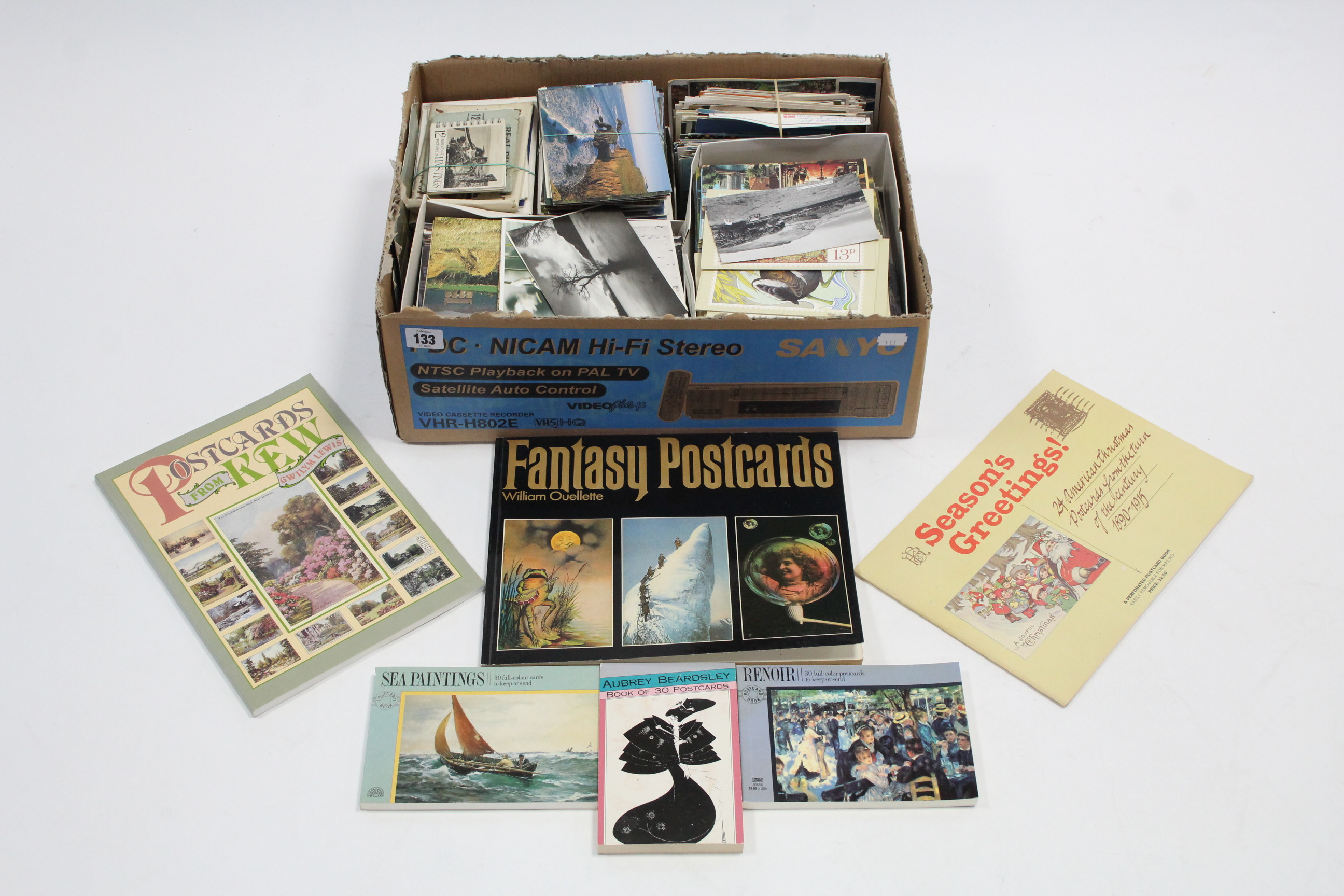 Approximately one thousand loose postcards, late 20th century; & six various related volumes.