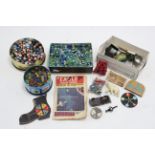 Approximately two hundred various china & glass marbles; together with various other toys.