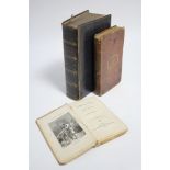 Three 19th century leather-bound volumes “The Works of Laurence Sterne” (1839), “A Sentimental