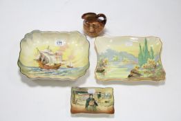 A Royal Doulton Famous Ships series rectangular bowl titled: "The Matthew", 9" x 7¾"; a Royal