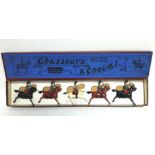 A set of Britains painted lead soldier figures “Chasseurs á Cheval” (No. 139), boxed.