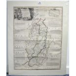 An antique hand-coloured map of “Nottinghamshire” by Eman Bowen, (undated), 27½” x 21”, mounted,