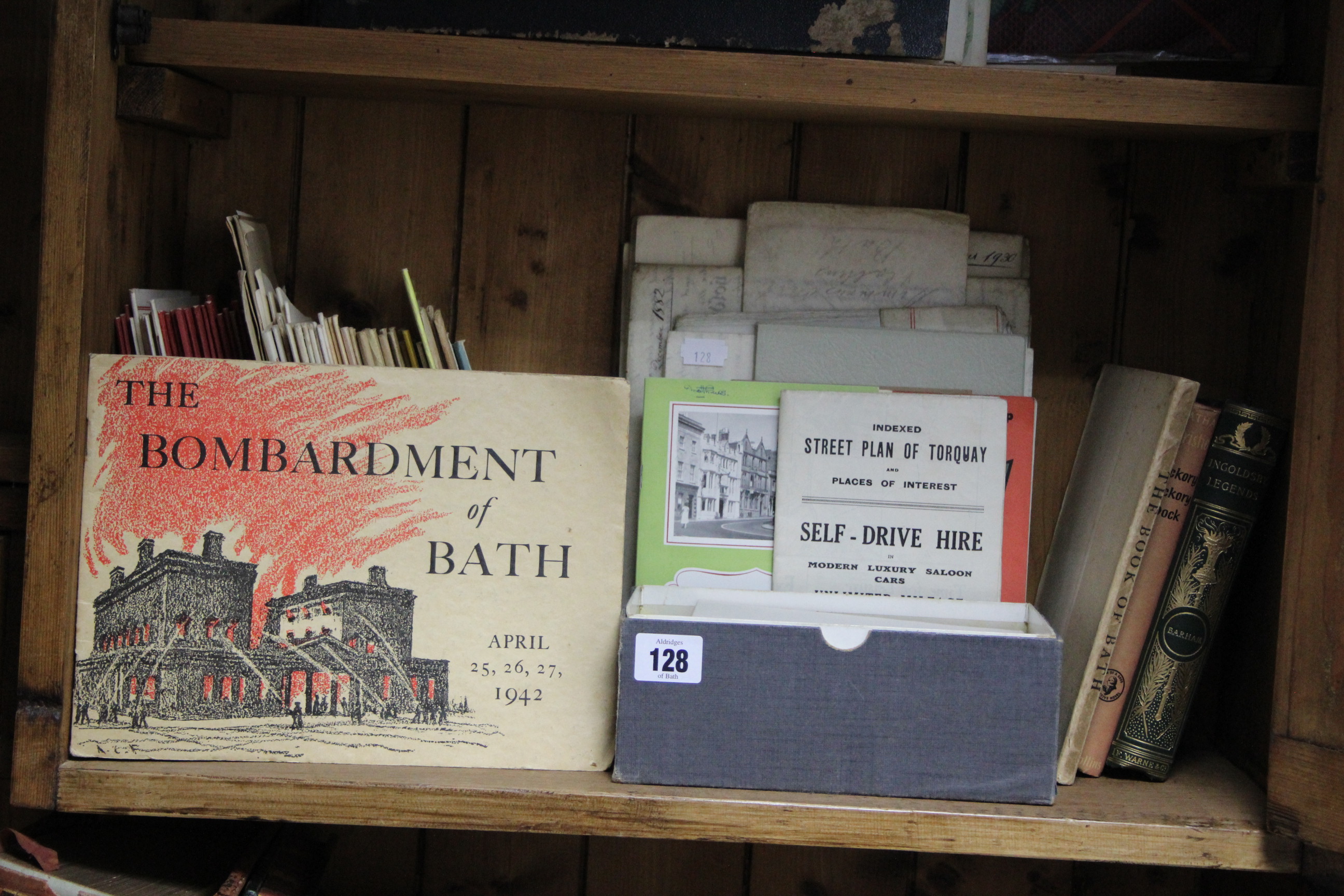 Four various 19th and 20th century indentures; two volumes on Bath; forty-two volumes “The