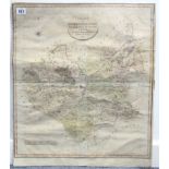 An early 19th century hand coloured engraved “New Map of Leicestershire” by John Cary, dated 1801,