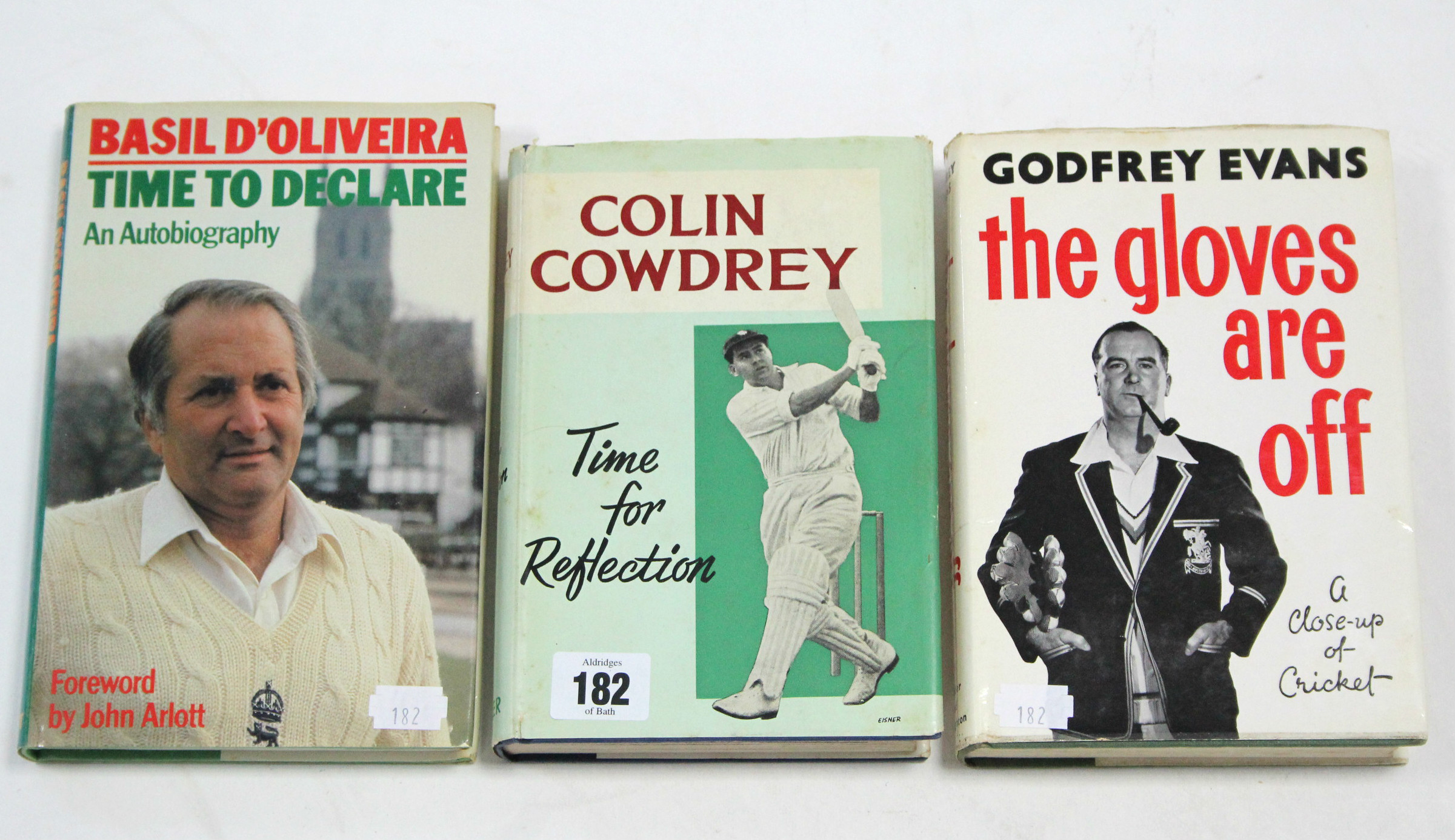 Three volumes on cricket “Time For Reflection” by Colin Cowdrey, “The Gloves Are Off”, by Godfrey