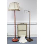 Two standard lamps, each with shade & a folding occasional table.