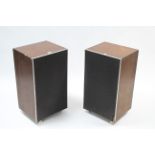 A pair of Leak large hi-fi speakers in mahogany cases, 15” wide x 27½” high.