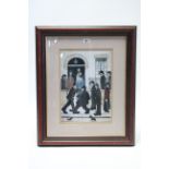 A coloured print after L. S. Lowry titled to reverse: “The Fight”, 15¼” x 10½”, in glazed frame.