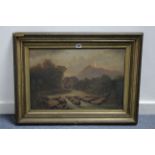 Three late Victorian oil paintings on canvas, each depicting a river landscape, & signed M. F. Baggs