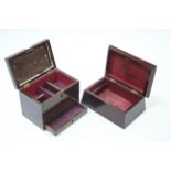 Two 19th century mahogany needlework boxes, 10½” & 11¾” wide (slight faults).