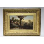 CLEMENTS, H. (19th century). A pair of wooded river landscapes with cottages & figures, titled to