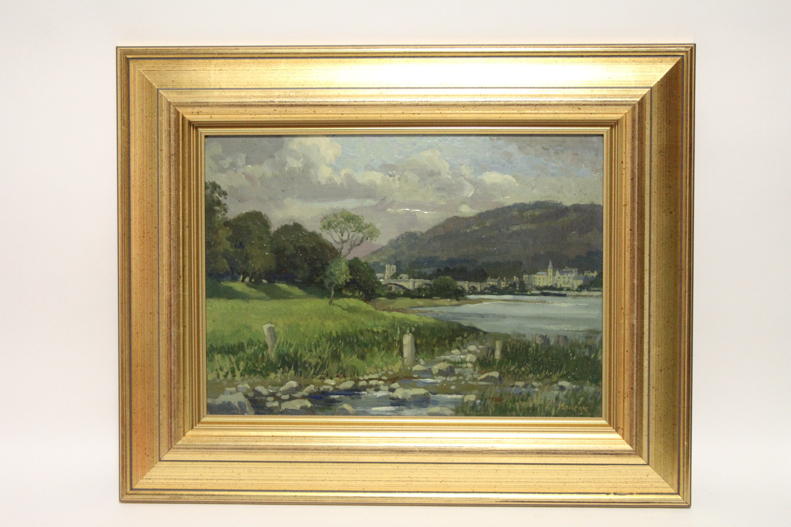 FATHERS, George R. (1898-1968) The town of Dunkeld, Perthshire, from across the river Tay. Signed;