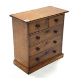 A Victorian mahogany "apprentice-piece" chest fitted two short & three long drawers with turned knob