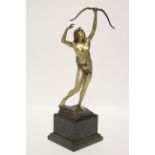 PAUL LUDWIG KOWALCZEWSKI (1865-1910); a painted bronze standing nude figure of Diana the Huntress