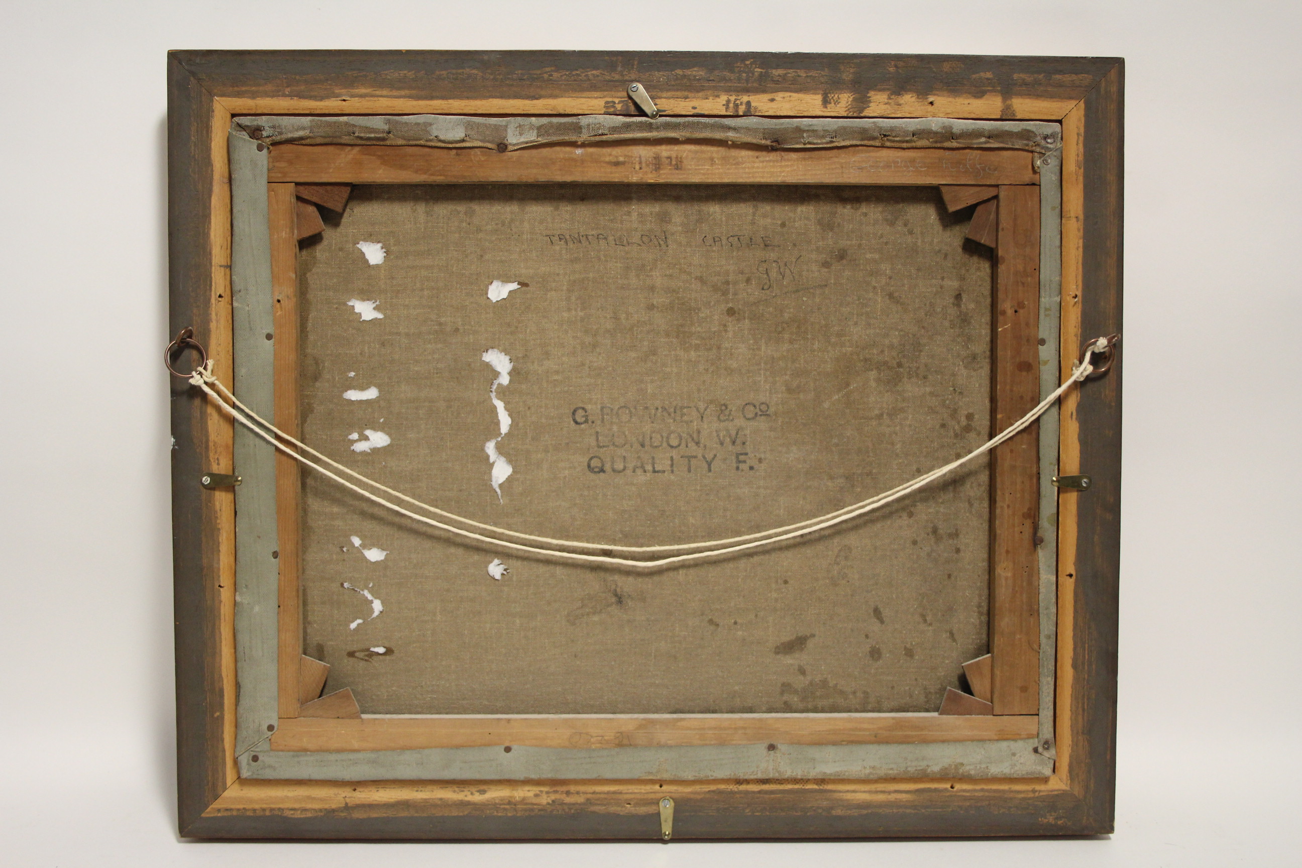 ENGLISH SCHOOL, 19th century. A two-masted cargo vessel off Tantallon Castle. Signed with - Image 3 of 4