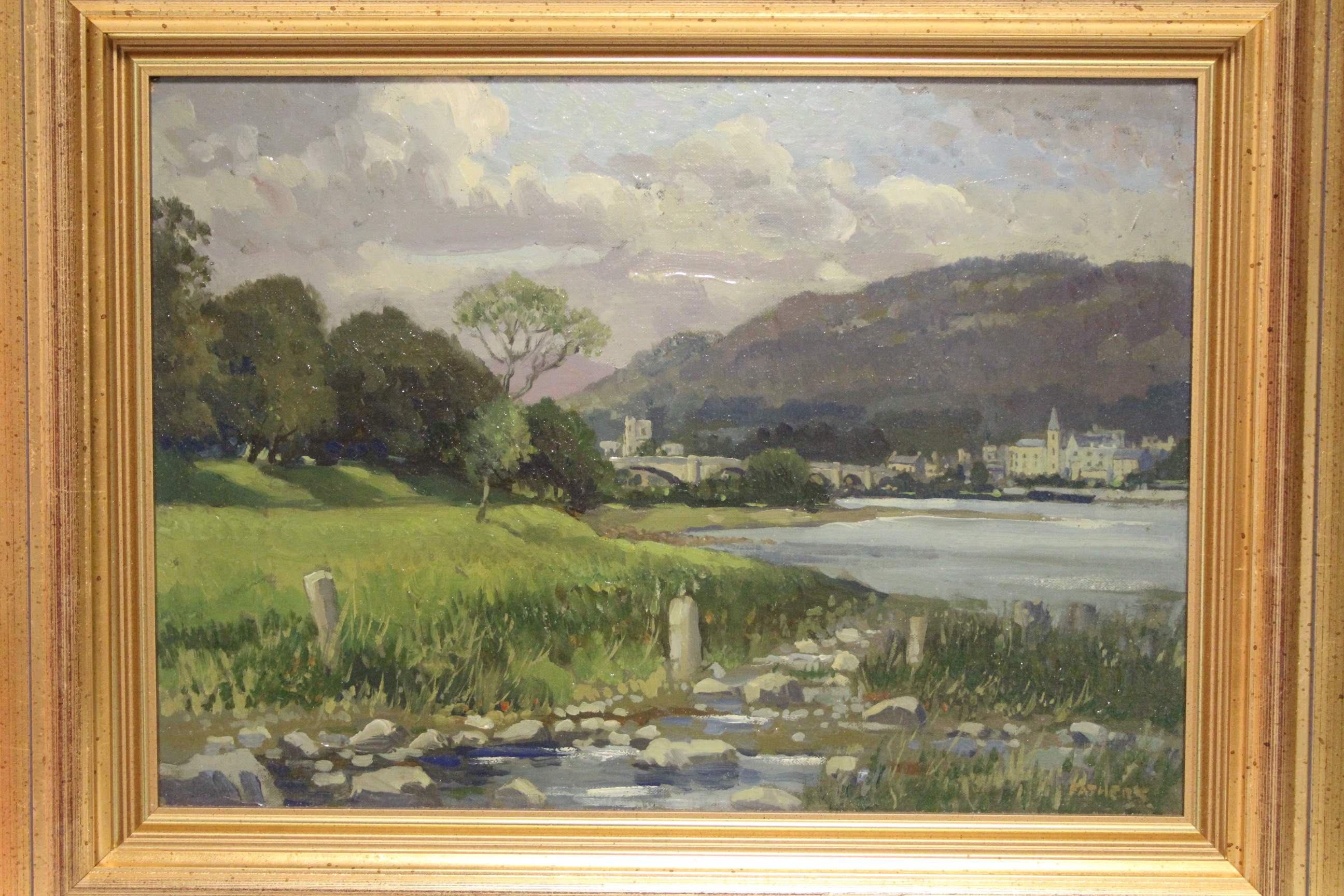 FATHERS, George R. (1898-1968) The town of Dunkeld, Perthshire, from across the river Tay. Signed; - Image 2 of 4