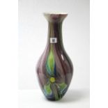 A large art-glass vases of ovoid form & with multi-coloured stylised floral design, 15¾” high.