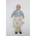 A late 19th/early 20th century Jumeau bisque head girl doll (S.F.B.J. 60 Paris 4/0), with brown