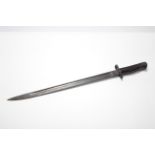 A rifle bayonet with 17” long single-edge curved blade & with hardwood grip.