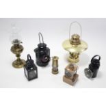 An Eccles brass miner’s lamp (Type 6); an Aolake Non Sweating Lamp; & five various other lamps.