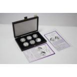 A set of six Crown Collections sterling silver coins commemorating the life of Diana, Princess of