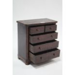 A 19th century mahogany apprentice-piece chest fitted two short & three long graduated drawers
