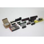 Various items of “OO” gauge rolling stock; various other model railway accessories, empty boxes,