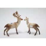 A Beswick stag ornament, 8” high; & a ditto deer ornament, 5¾” high.