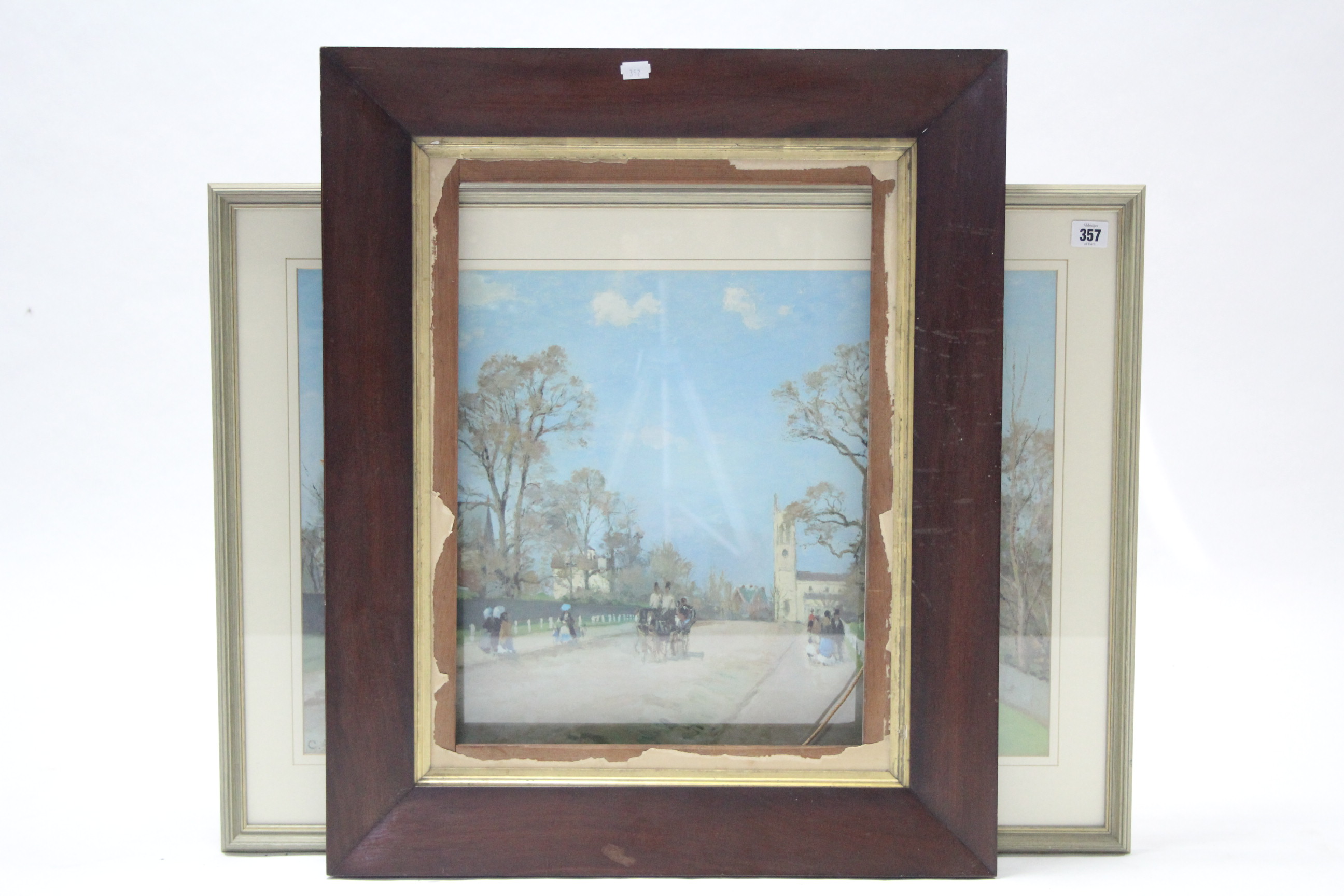 Three coloured prints; a picture frame; & two fire screens. - Image 4 of 5