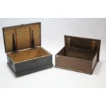 A late 18th century oak Bible box with lift-lid, 26”; together with a stained deal storage box,