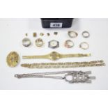 A Tissot ladies’ wristwatch; & a small quantity of costume jewellery.