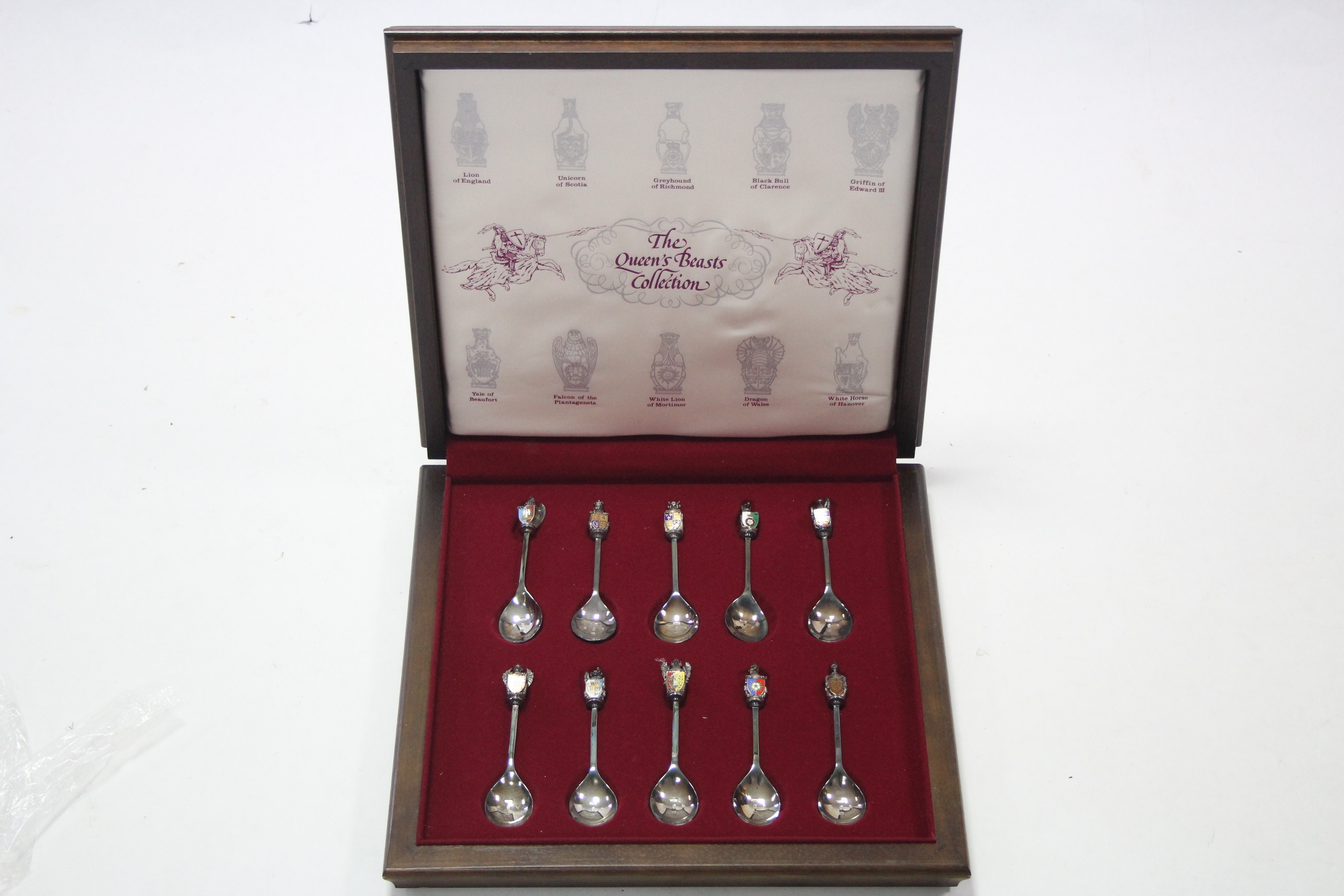 A set of ten Limited Edition silver spoons from “The Queen’s Beasts Commemorative Spoons” series,