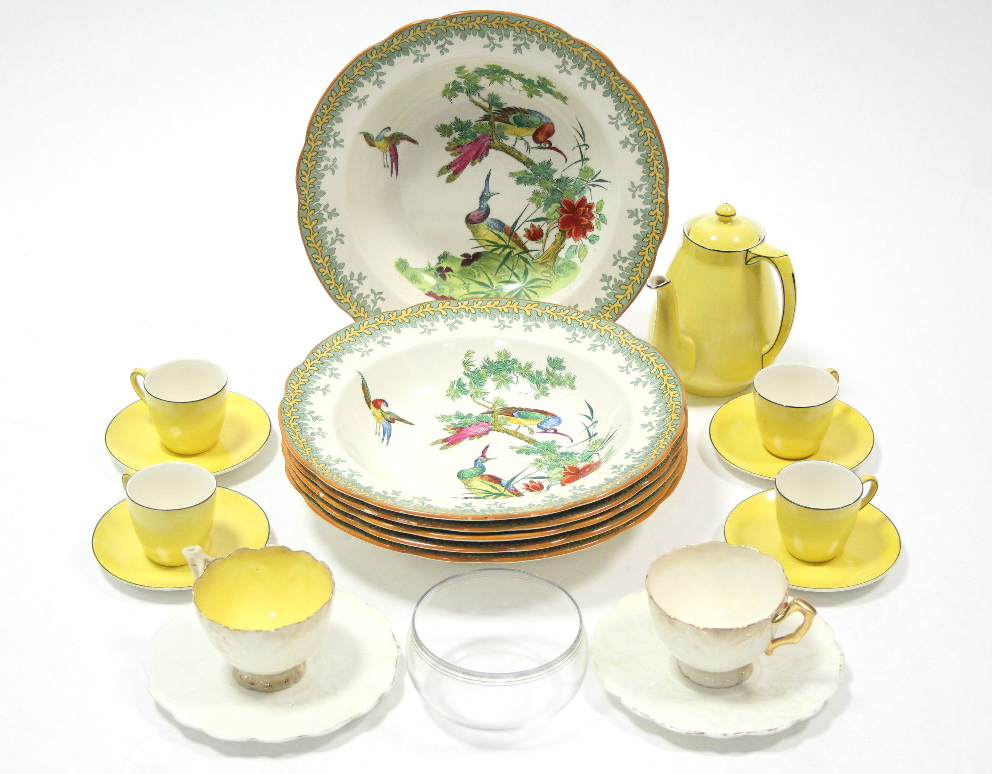 A set of six Copeland Spodes “Spring” pattern 10½” diam bowls; together with various other items