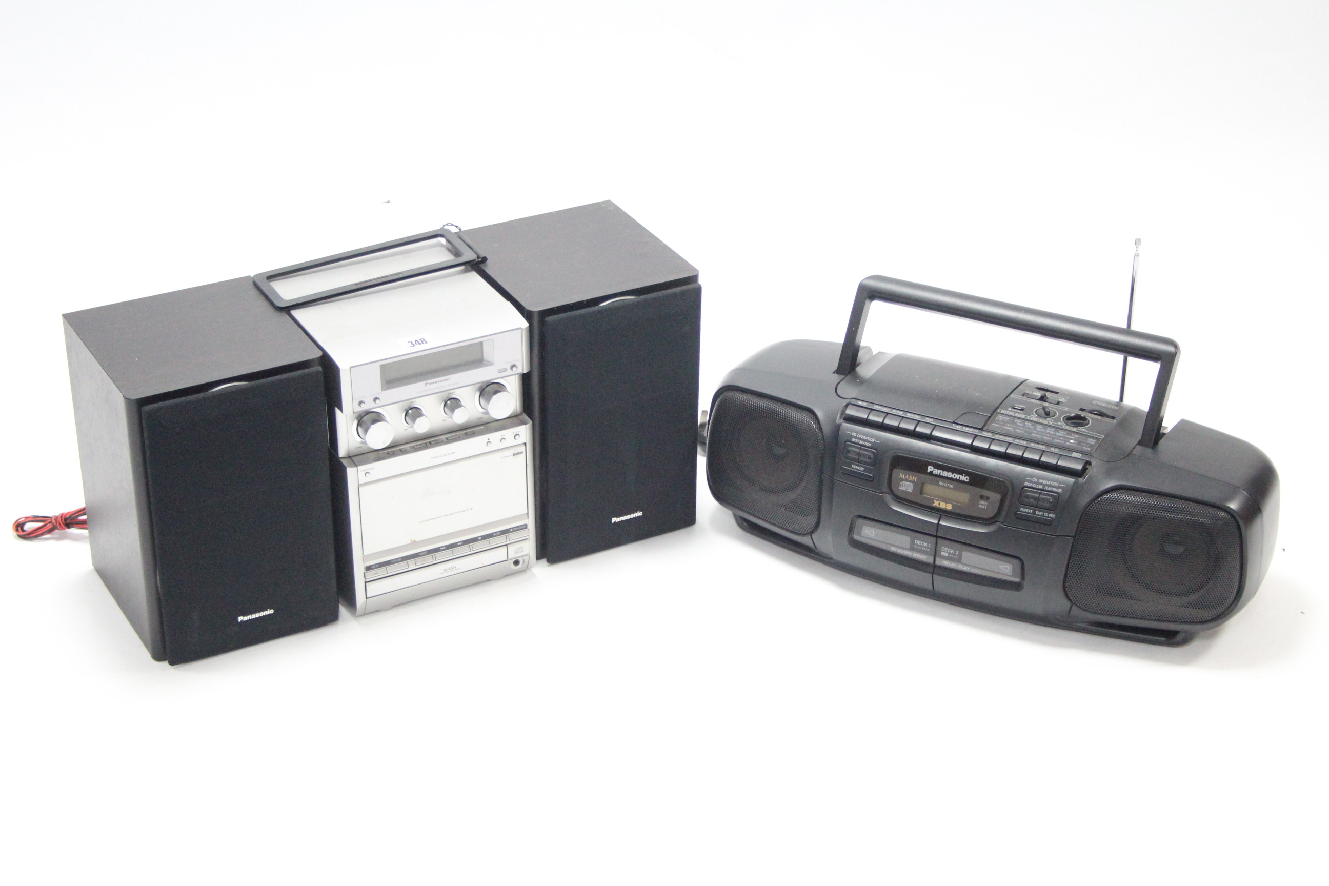 A Panasonic CD stereo system; & a ditto portable stereo CD player, both w.o.