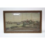 A large coloured print after G. D. Giles titled: “The Canal Turn at Aintree”, 21¼” x 39”; together