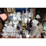 Various items of decorative china, pottery, glassware, etc., part w.a.f.; together with a copper