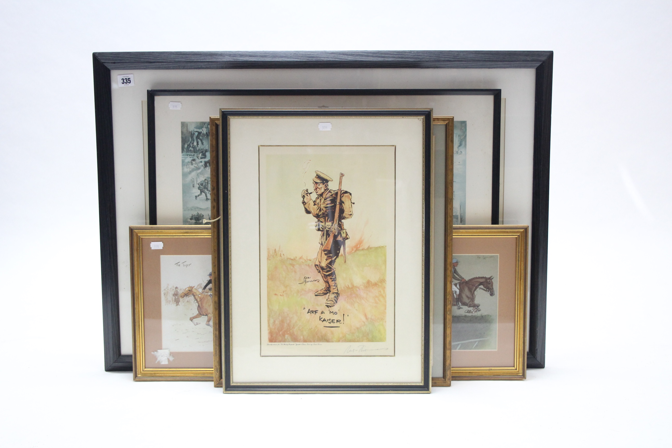 *LOT WITHDRAWN* Five coloured military prints after Snaffles; two other coloured military prints;