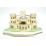 A 19th century STAFFORDSHIRE PORCELAIN PASTILLE BURNER, modelled as Castle House, Aberystwyth,