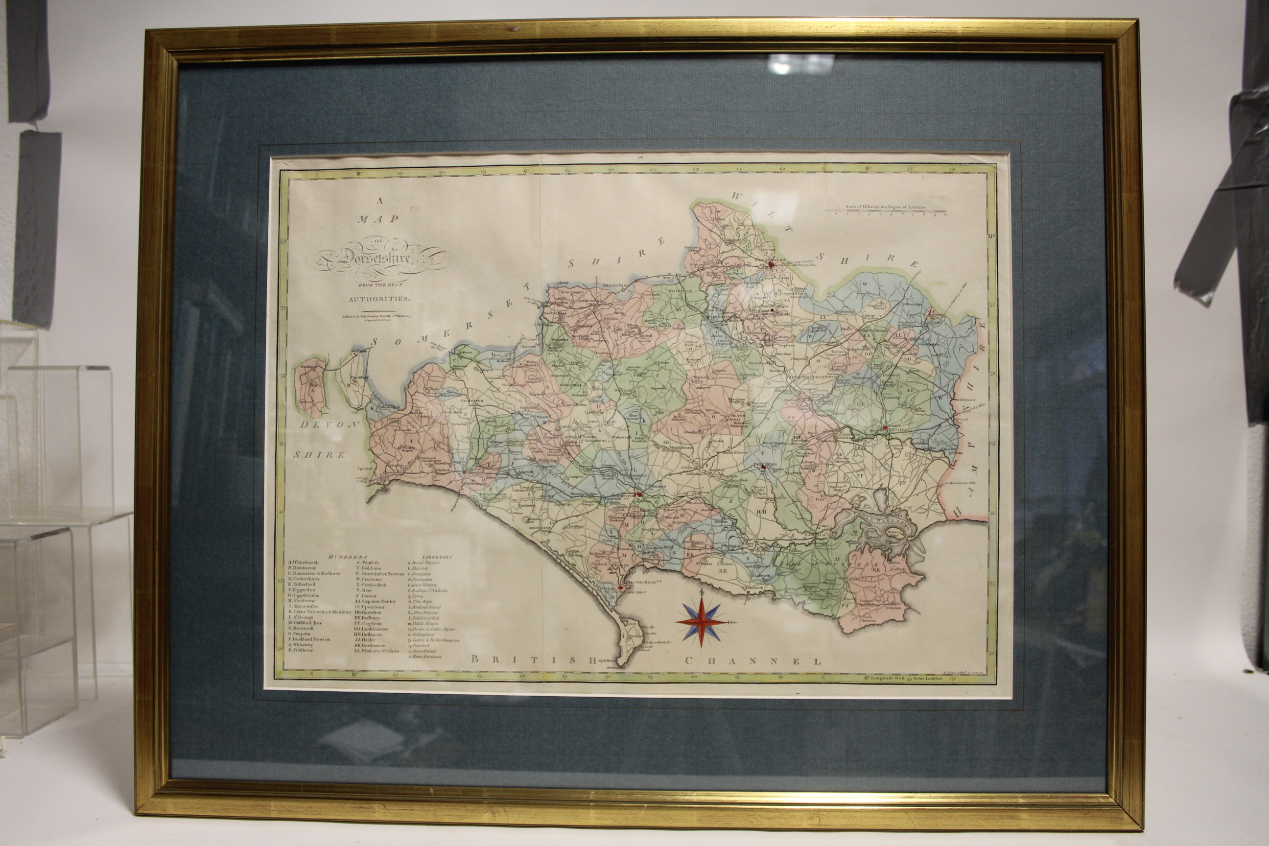 CARY, J. A coloured engraved map of Dorsetshire, From The Best Authorities". Published 1805, by John - Image 2 of 2