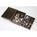 A leather jewellery case & contents of gem-set & other jewellery, etc.