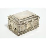 A late Victorian rectangular box with gadrooned border & engraved inscription to the hinged lid,
