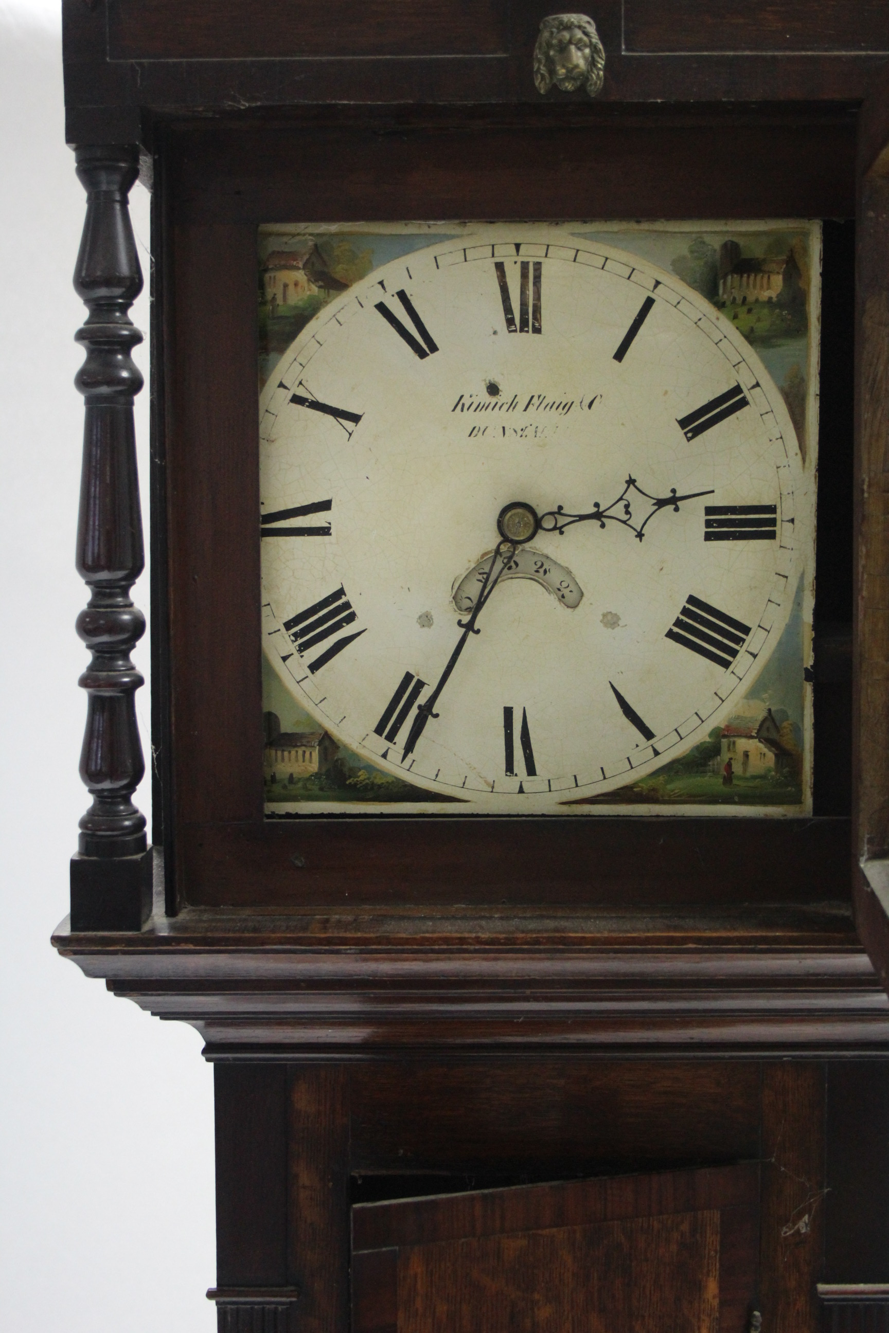An early 19th century longcase clock, the 12” square painted dial signed “Kinnoch & Flaig (?), - Image 5 of 5