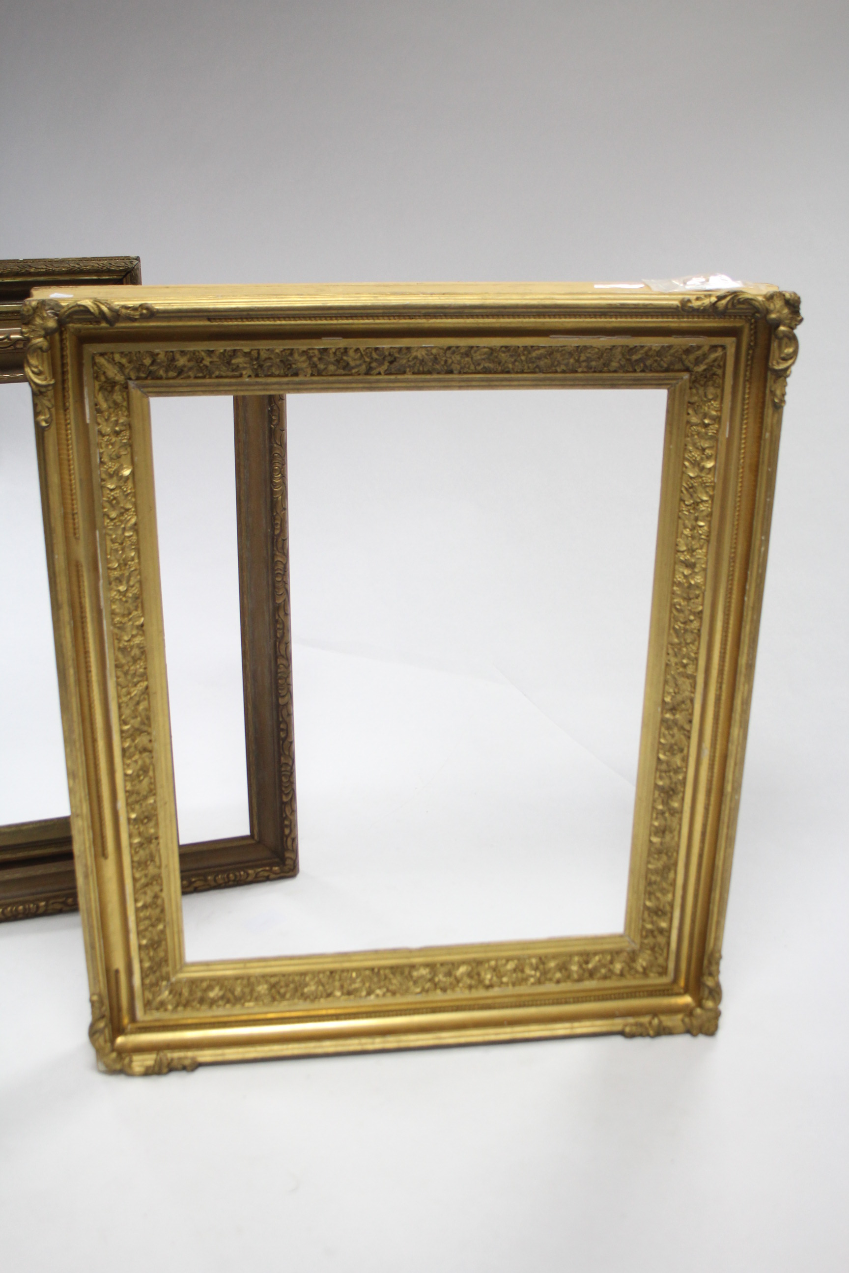 Three Victorian gilt gesso picture frames, internal measurements: 30½" x 24½"; 30½" x 21¼" & 30½" - Image 2 of 2