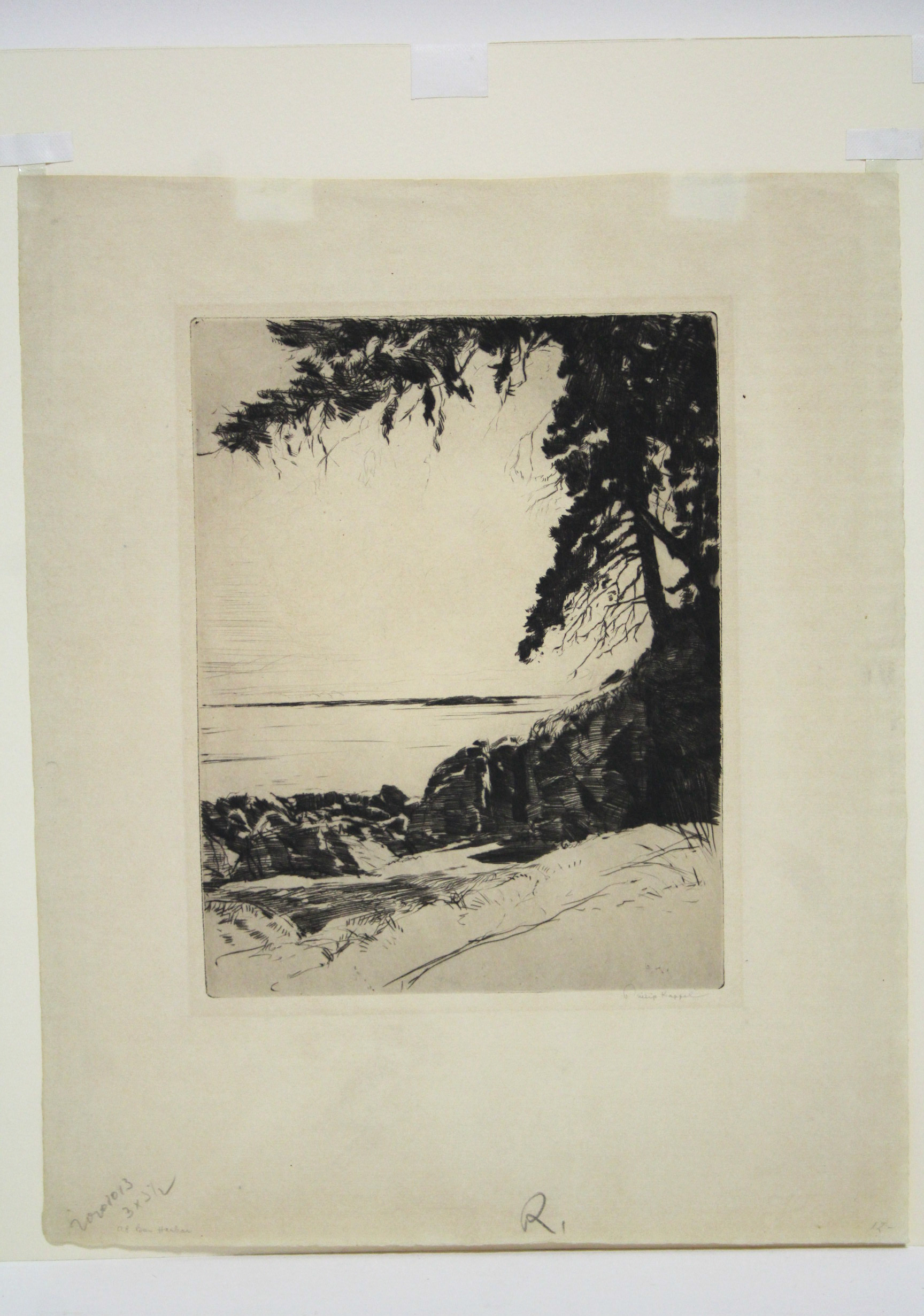 KAPPEL, Philip (1901-1981). A black-&-white etching of trees by a shore, signed in pencil: 9½" x - Image 5 of 12