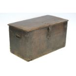 A LATE 17th century CONTINENTAL IRON-BOUND CEDAR COFFER with original hinges to the lift lid, till