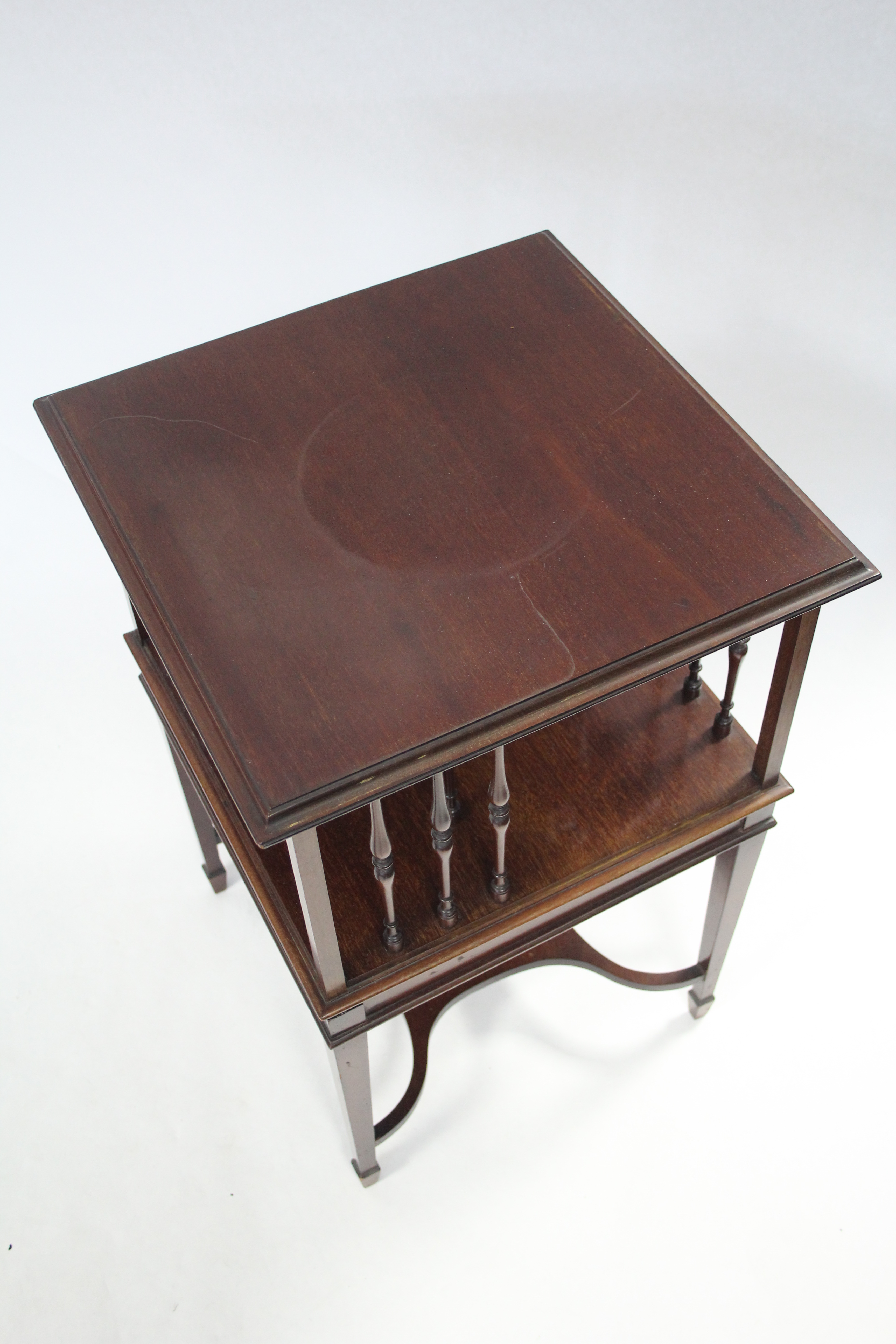 A 19th century mahogany small square revolving bookcase with central turned column, each side with - Image 3 of 3