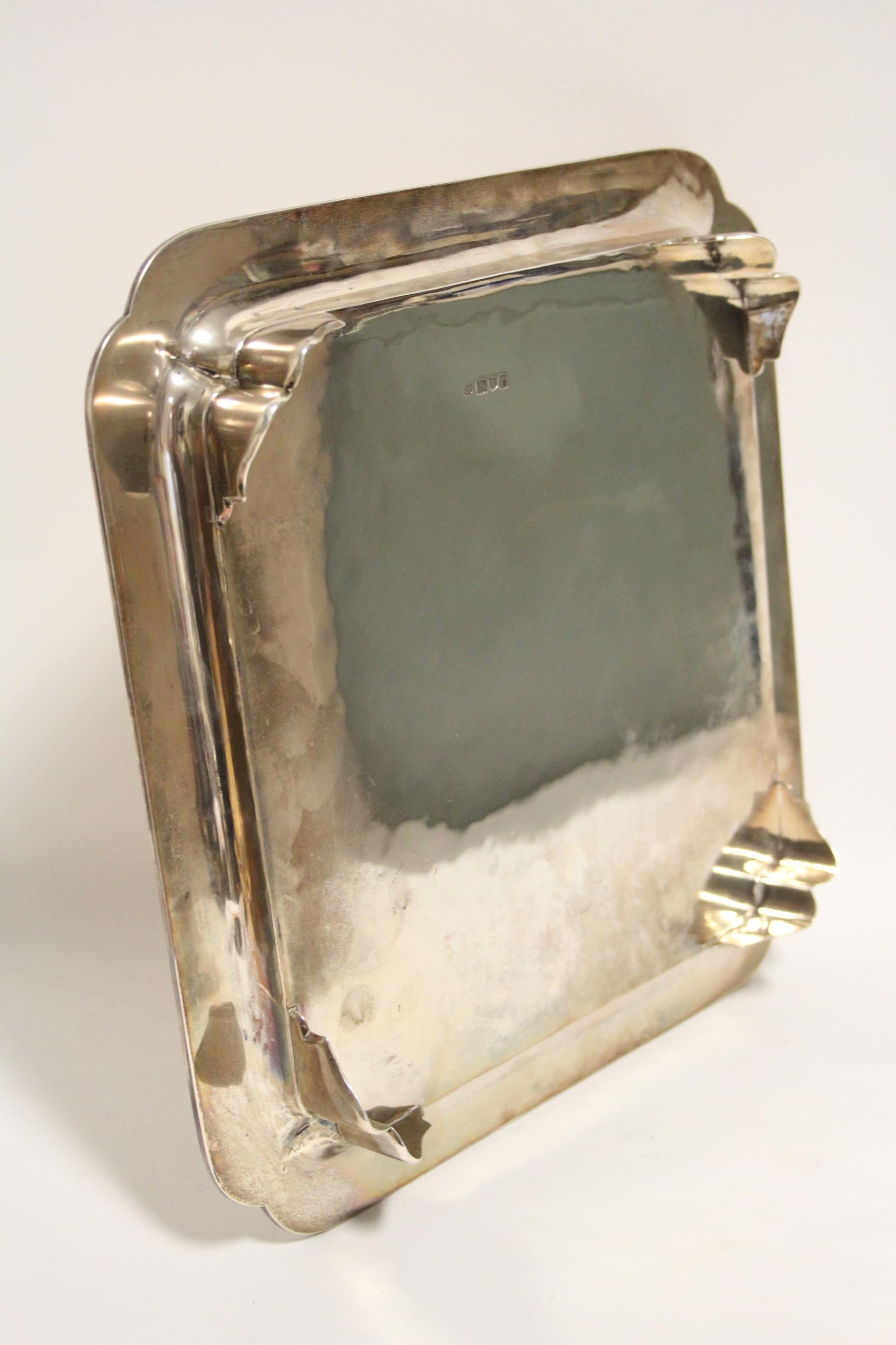 A George V heavy-gauge square tray with re-entrant corners & moulded rim to the raised border, on - Image 4 of 4